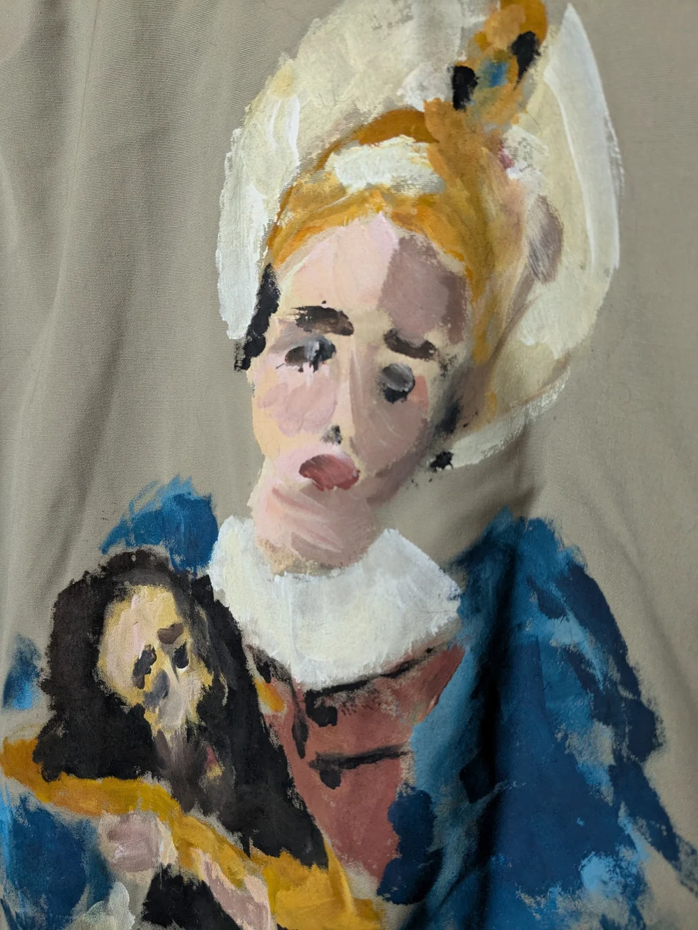 Hand painted Head Of Saint John The Baptist On Vtg 1970's Sportsmaster Jacket
